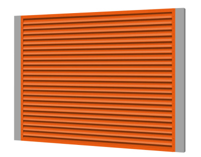 Секция забора жалюзи из ламелей жалюзи ЭКО-Z RAL2004 Оранжевый с металлическими столбами